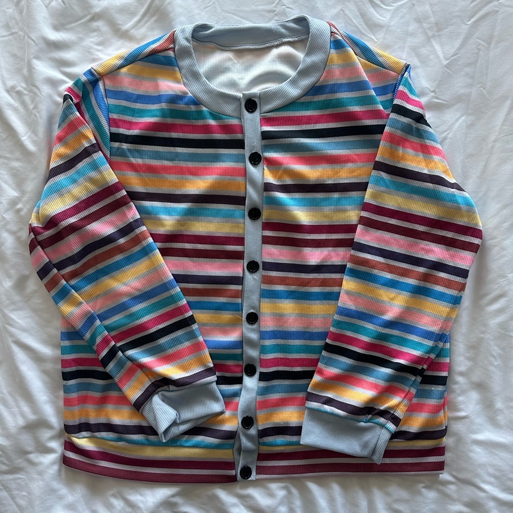 Button Down STRIPED CARDIGAN
